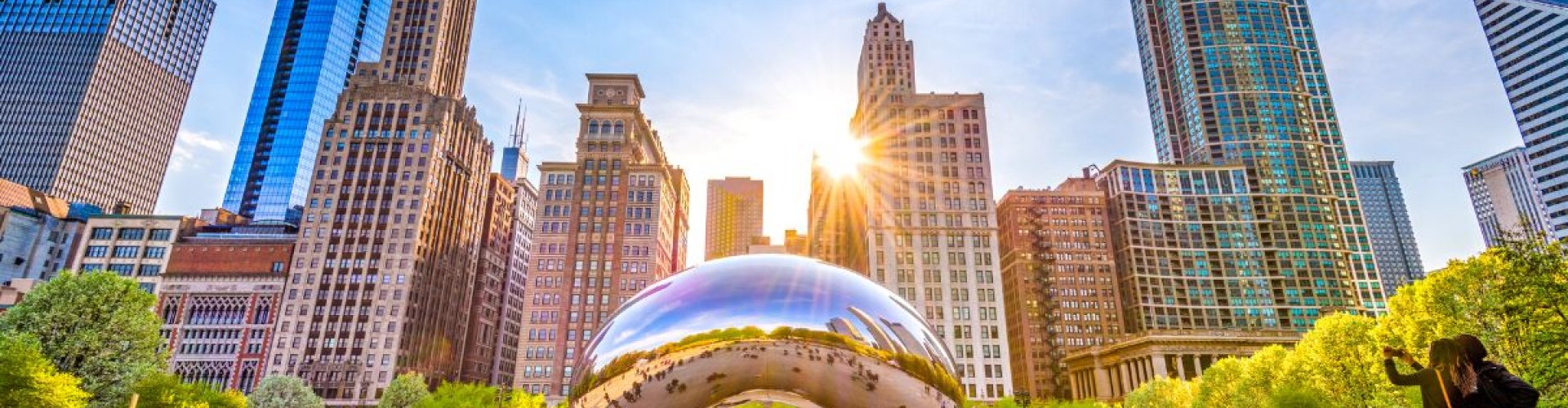 Luxury limousine in Chicago at dusk