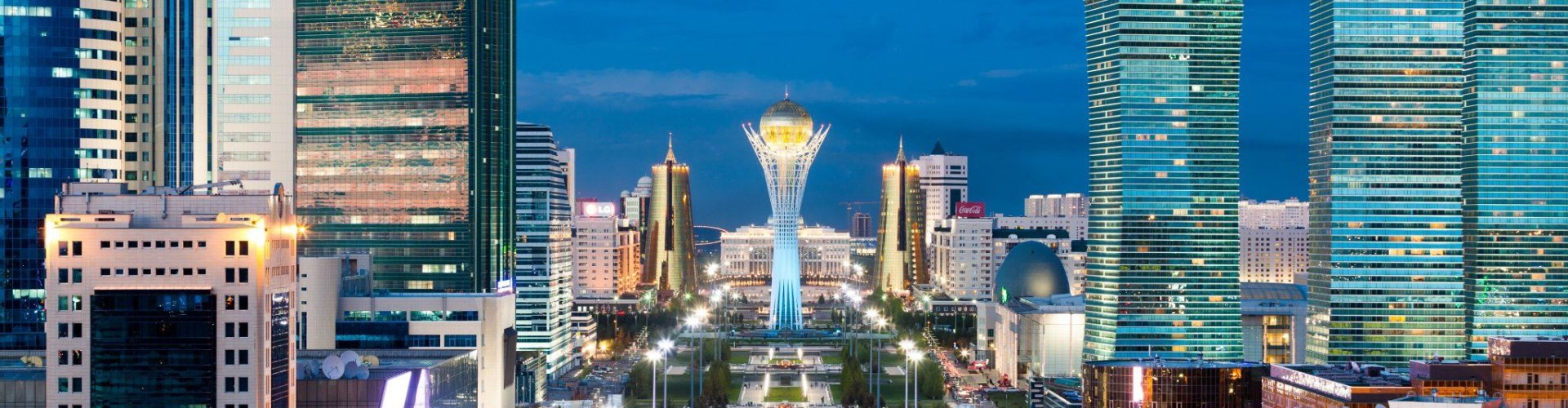 Luxury limousine in Astana cityscape