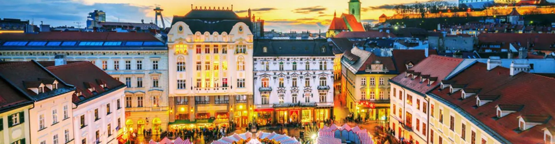 Luxury limousine in Bratislava at sunset