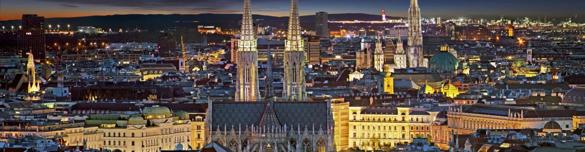 Luxury limousine in Vienna at sunset
