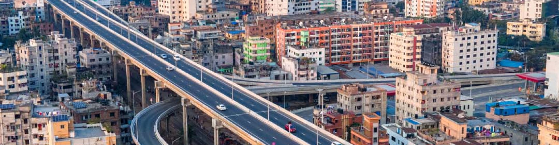 Luxury limousine in Dhaka skyline